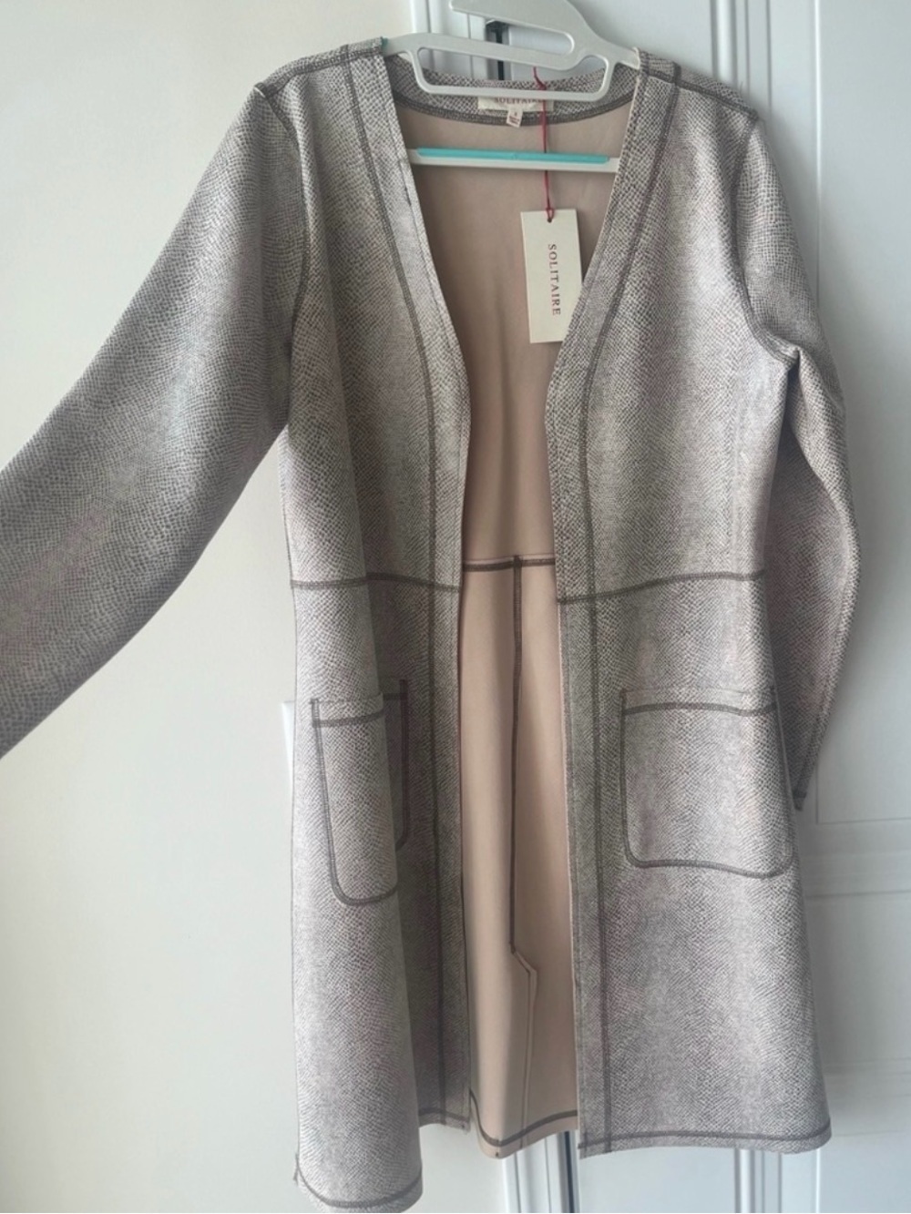Solitaire Womens Snakeskin Open Front  Coat/Duster Size  M